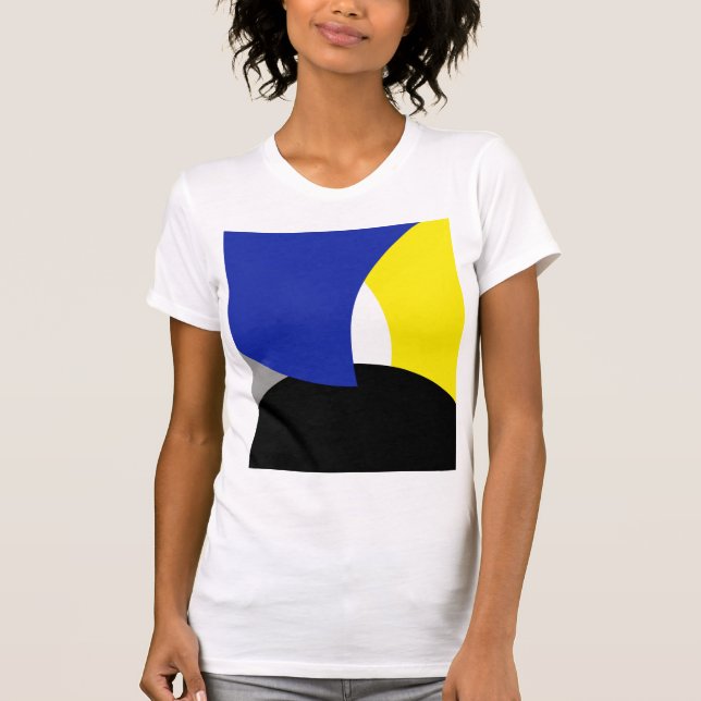 Camiseta Resumen de arte amarillo azul (Anverso)