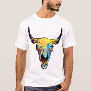 Camiseta Resumen de arte animal en el cráneo bovino
