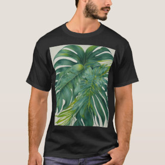 Camiseta Resumen de arte de fondo de hojas tropicales.