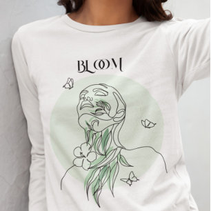 Camiseta Resumen de arte de línea de mujer, tonos de tierra