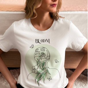 Camiseta Resumen de arte de línea de mujer, tonos de tierra