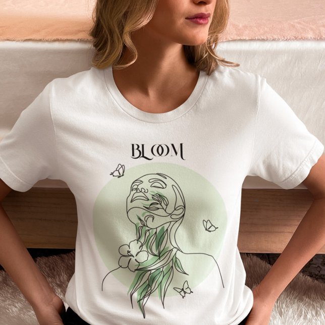 Camiseta Resumen de arte de línea de mujer, tonos de tierra (Subido por el creador)