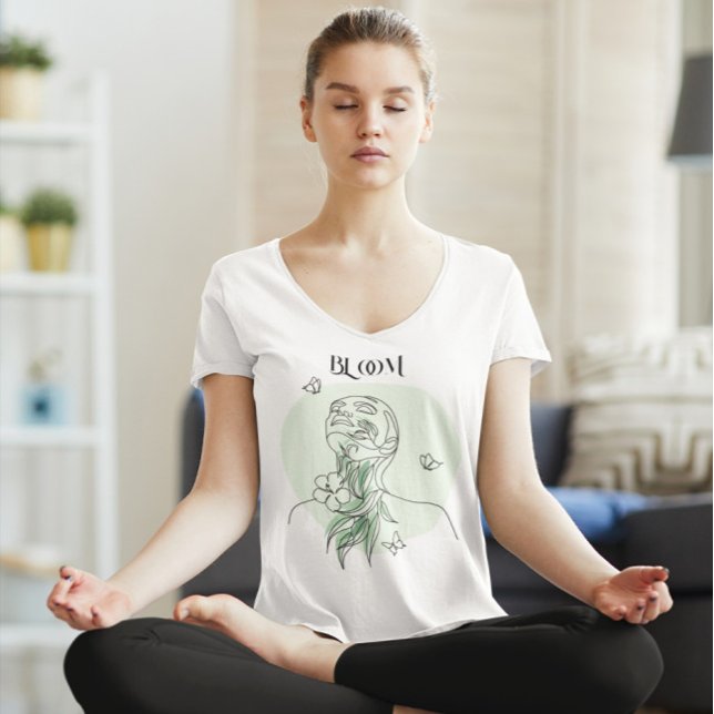 Camiseta Resumen de arte de línea de mujer, tonos de tierra (Subido por el creador)