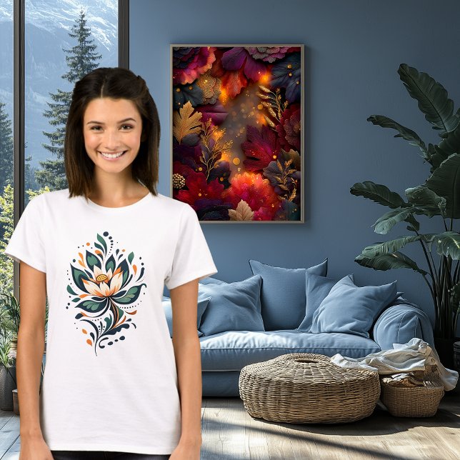 Camiseta Resumen de arte elegante de las flores de Lotus (Subido por el creador)
