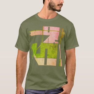 Camiseta Resumen de arte tribal geométrico verde oliva rosa