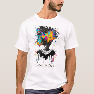 Camiseta Resumen de artista afromujer Blanco y negro
