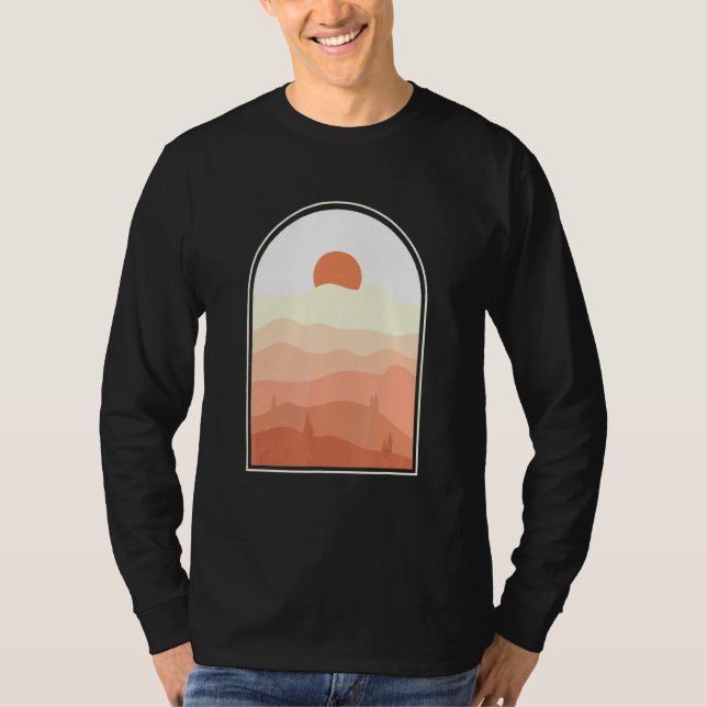 Camiseta Resumen de Boho Arte Desert Sunset Landscape Geome (Anverso)