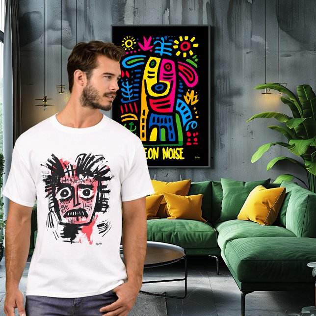 Camiseta Resumen de cara tribal - Negrita y rosa urbana (Subido por el creador)