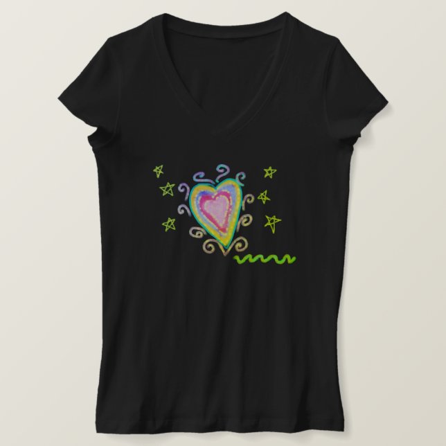 Camiseta Resumen de corazón feliz arte de llevar puesto (Anverso del diseño)