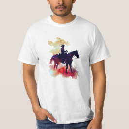 Camiseta Resumen de Cowboy Montando Silhouette de Caballo