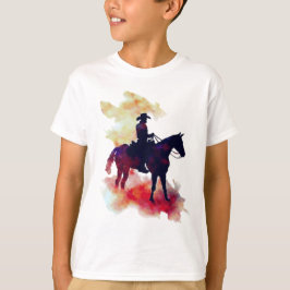 Camiseta Resumen de Cowboy Montando Silhouette de Caballo