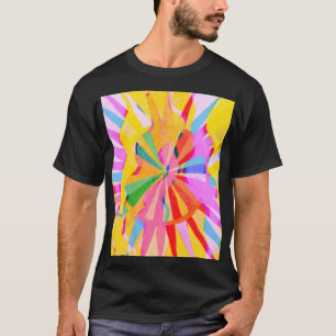 Camiseta Resumen de dibujo creativo, fondo colorido.