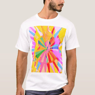 Camiseta Resumen de dibujo creativo, fondo colorido.