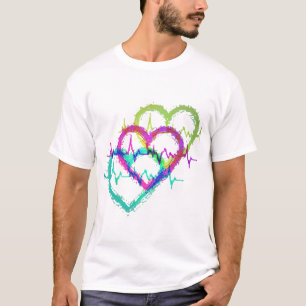 Camiseta Resumen de diseño del corazón colorido