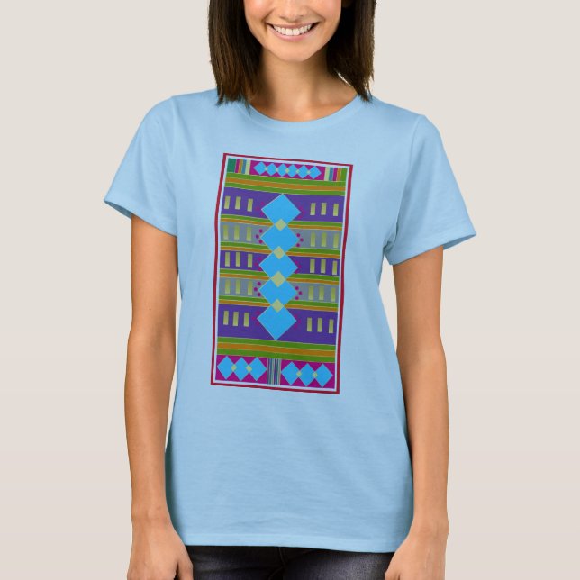 Camiseta Resumen de diseño multicolor con diamantes azules (Anverso)