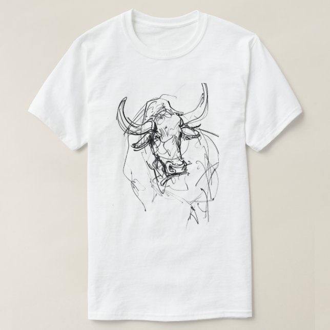Camiseta Resumen de esbozo de retrato de toros (Diseño del anverso)