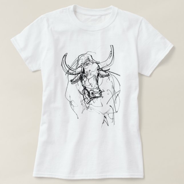 Camiseta Resumen de esbozo de retrato de toros (Diseño del anverso)
