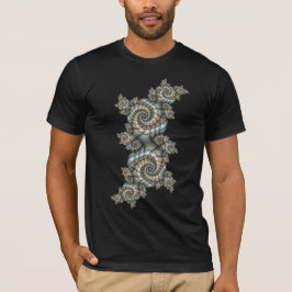 Camiseta Resumen de espirales de arte fractal beige claro a