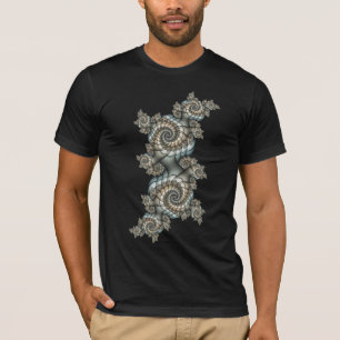 Camiseta Resumen de espirales de arte fractal beige claro a