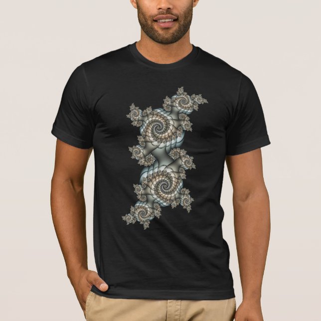 Camiseta Resumen de espirales de arte fractal beige claro a (Anverso)