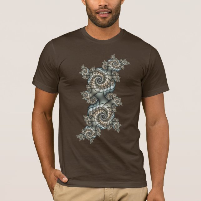 Camiseta Resumen de espirales de arte fractal beige claro a (Anverso)