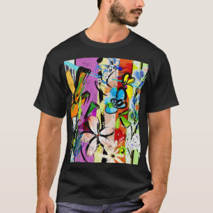 Camiseta Resumen De Flores, Composición De Líneas Geométric
