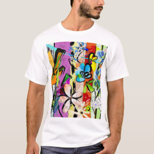 Camiseta Resumen De Flores, Composición De Líneas Geométric