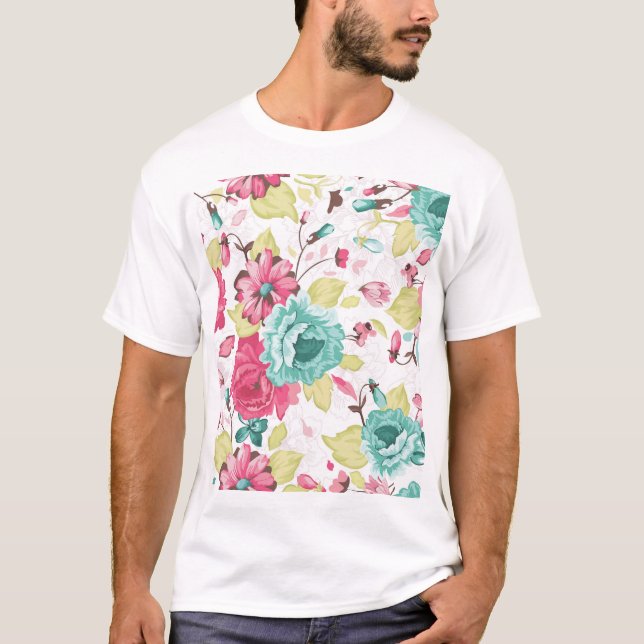 Camiseta Resumen De Flores Elegancia Fondo Sin Precedentes. (Anverso)