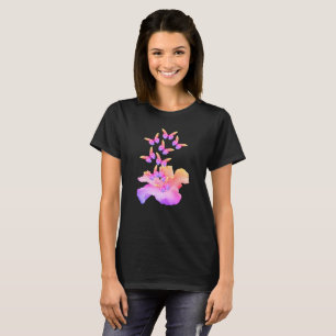 Camiseta Resumen De Flores Y Mariposas Coloridas De Hibiscu