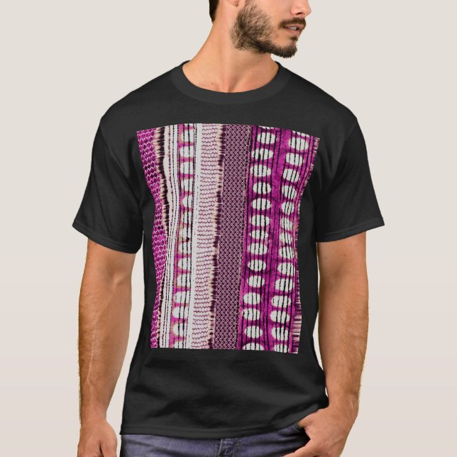 Camiseta Resumen de frontera étnica de Fuchsia (Anverso)