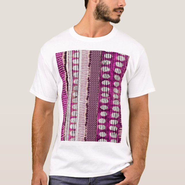 Camiseta Resumen de frontera étnica de Fuchsia (Anverso)