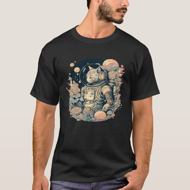 Camiseta Resumen de gato astronauta creativo con un pop de  (Anverso)