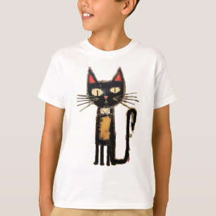 Camiseta Resumen de gato negro lindo