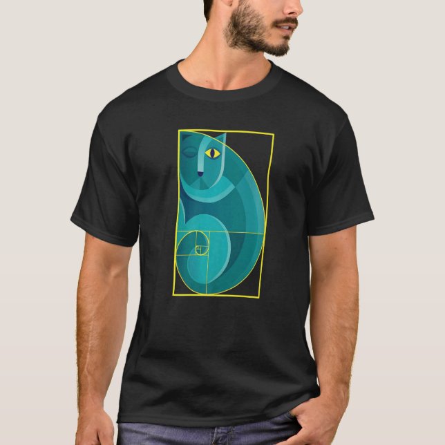 Camiseta Resumen De Gato Sentado En Espiral Dorada Fibonacc (Anverso)