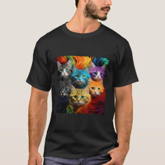 Camiseta Resumen de gatos arcoiris