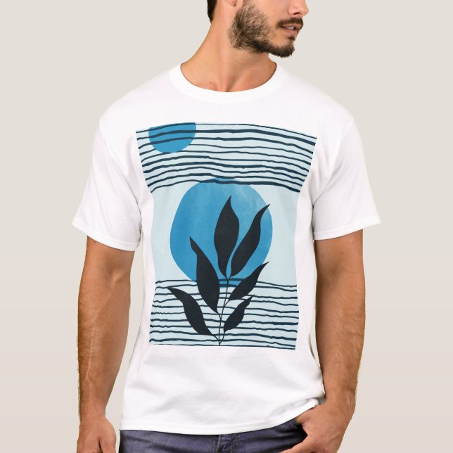 Camiseta Resumen de hoja tropical contemporánea de medio si (Anverso)