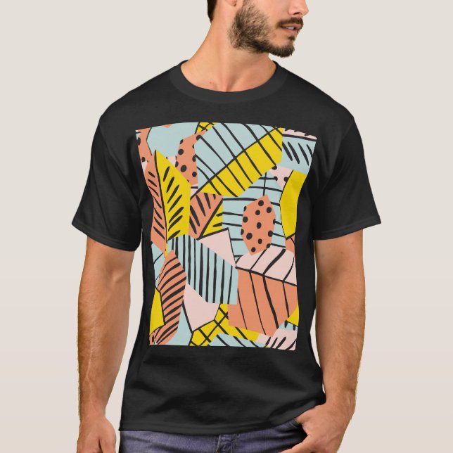 Camiseta Resumen de hojas coloridas, patrón natural. (Anverso)