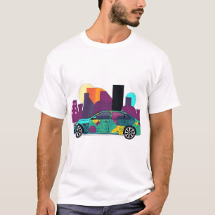Camiseta Resumen de Ilustracion de coches geométricos