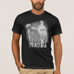 Camiseta Resumen de imagen de guerra "Trauma" en blanco gri