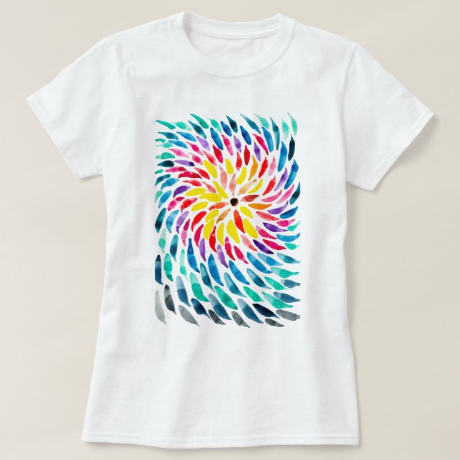 Camiseta Resumen de la acuarela del arco iris espiral (Diseño del anverso)