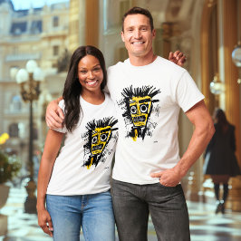 Camiseta Resumen de la cara tribal - Negra y Amarilla urban