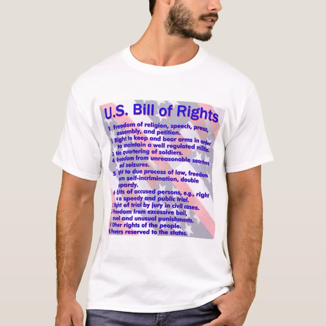 Camiseta Resumen de la Declaración de Derechos en un fondo (Anverso)