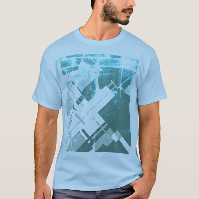 Camiseta Resumen de la Diagonal Gris-Verde Aqua inspirado e (Anverso)