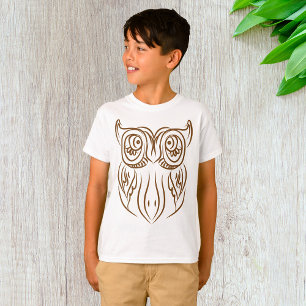 Camiseta Resumen de la línea de búho tribal Art Modern Brow