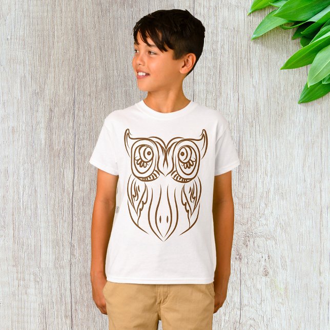 Camiseta Resumen de la línea de búho tribal Art Modern Brow (Subido por el creador)