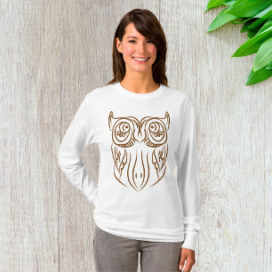 Camiseta Resumen de la línea de búho tribal Art Modern Brow
