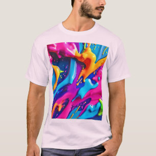 Camiseta Resumen de la mancha de pintura de neón vibrante