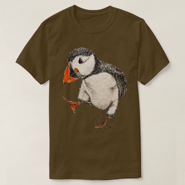 Camiseta Resumen de la pluma y la acuarela Puffin (Diseño del anverso)