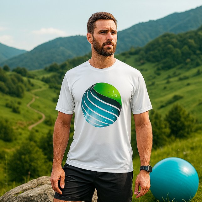 Camiseta Resumen de la Tierra Moderna del Globo Verde y Azu (Subido por el creador)