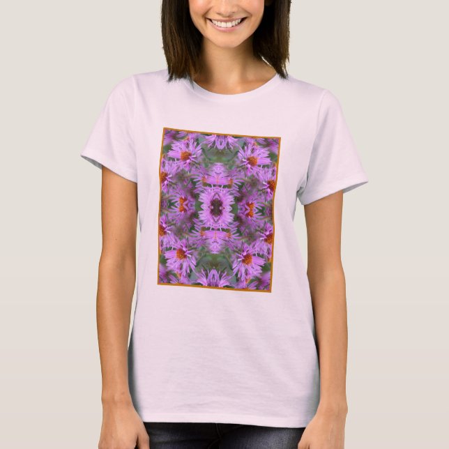 Camiseta Resumen de las flores de aster rosadas de Nueva In (Anverso)